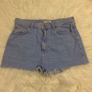 Forever 21 Cut Off Shorts 28 Mom High Rise Waisted Jean Boho Festival Raw Hem
